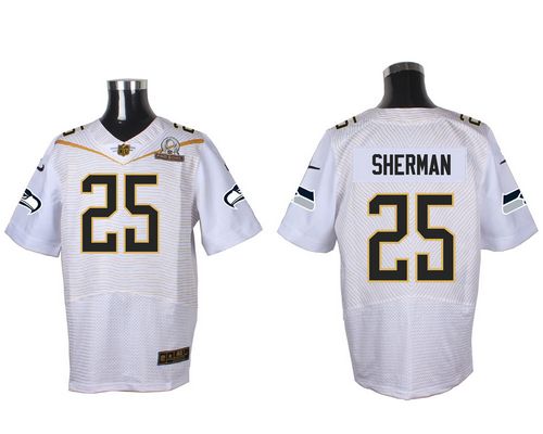 Nike Seahawks #25 Richard Sherman White 2016 Pro Bowl Men's Stitched NFL Elite Jersey